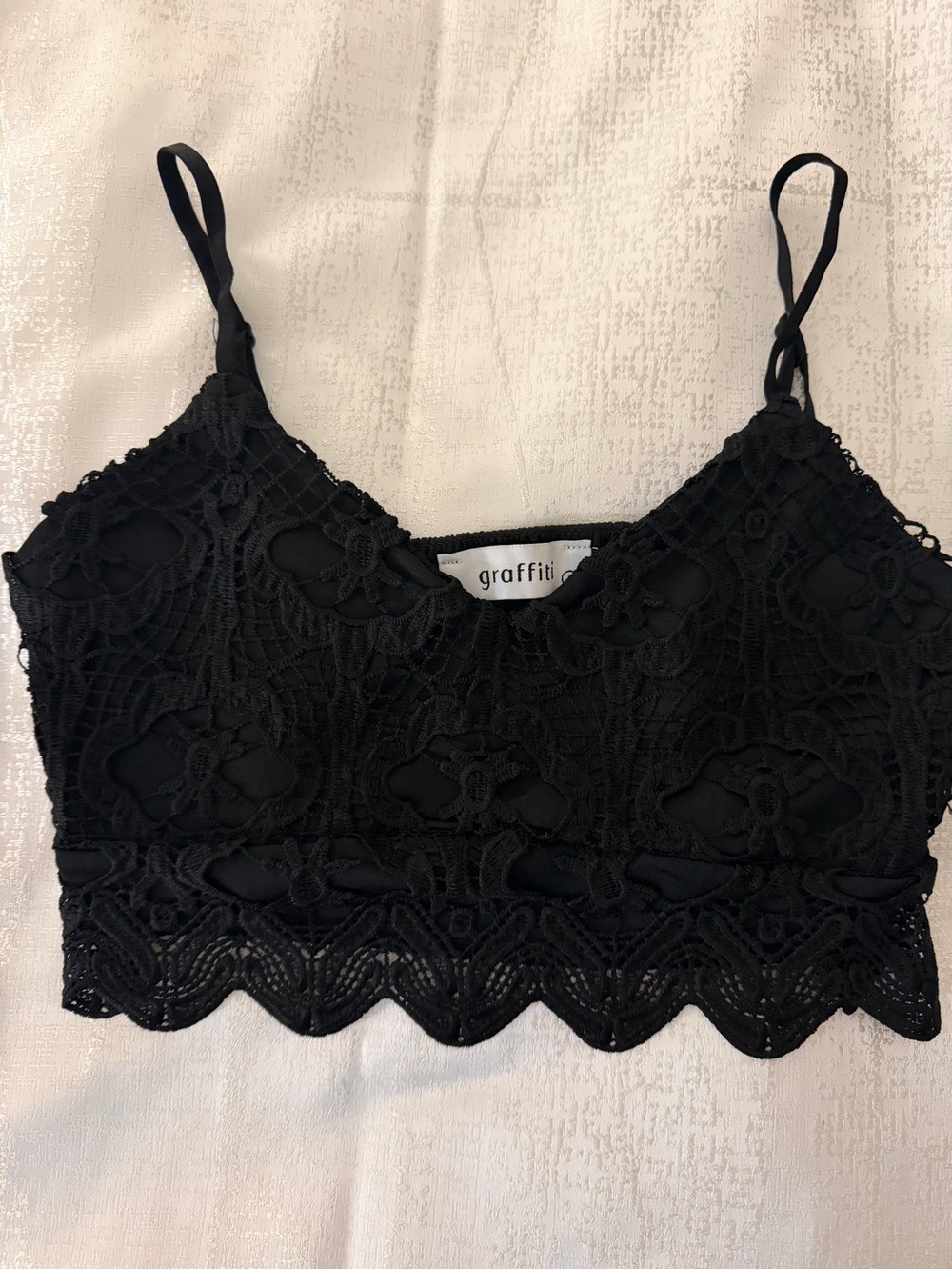 Graffiti Black Lace Crop Bralette